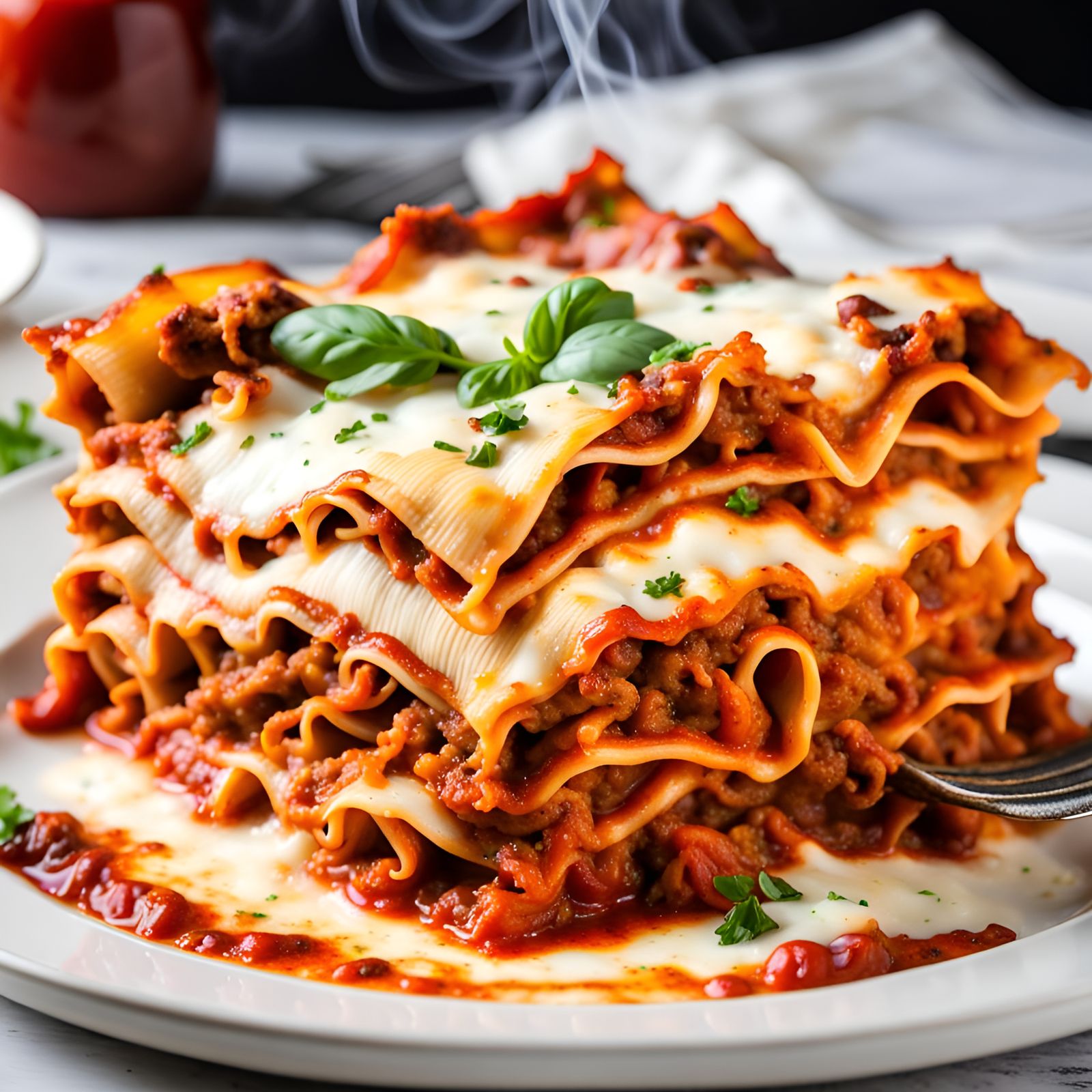 Hot Lasagna on a Plate