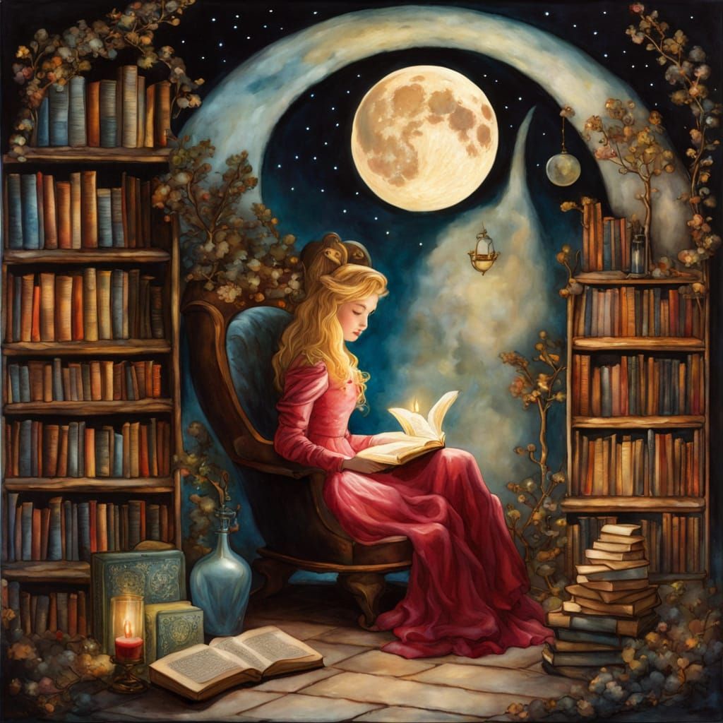 Reading in moonlight