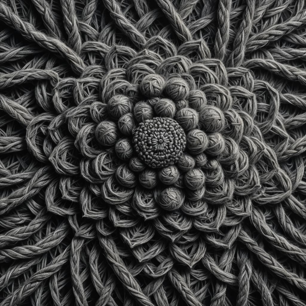 Intricate Wool Mandala in Charcoal Drawing Style