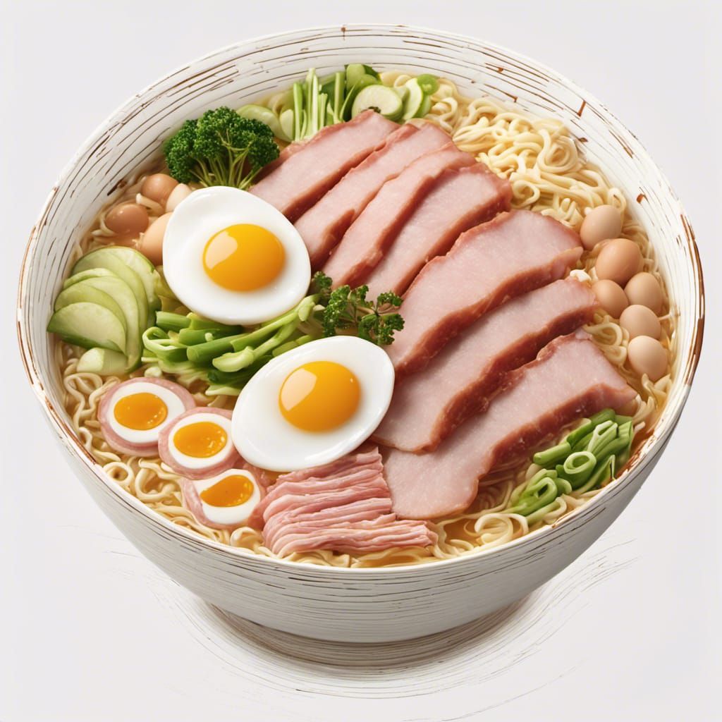 Giant Ramen Bowl in 3D Game Cinematic Style