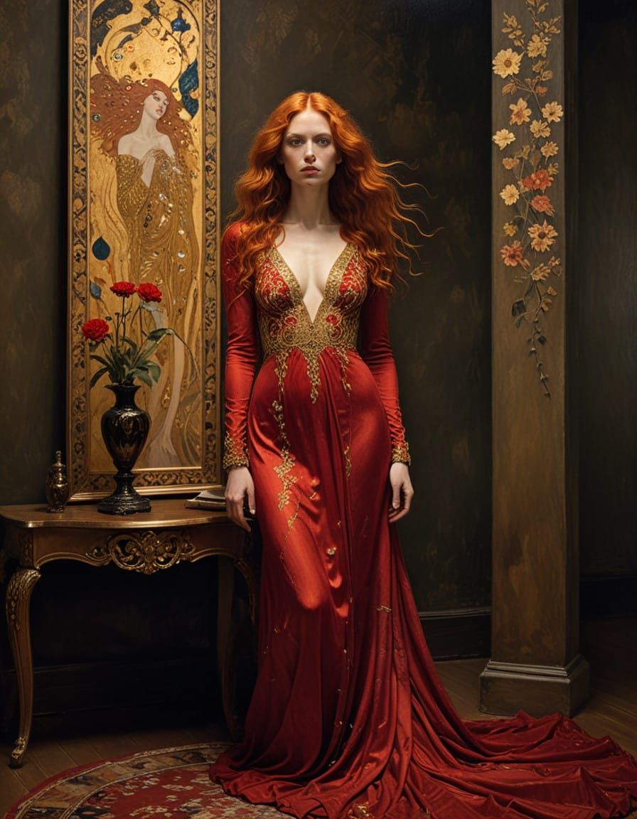 Romantic Red Beauty in Golden Lighting