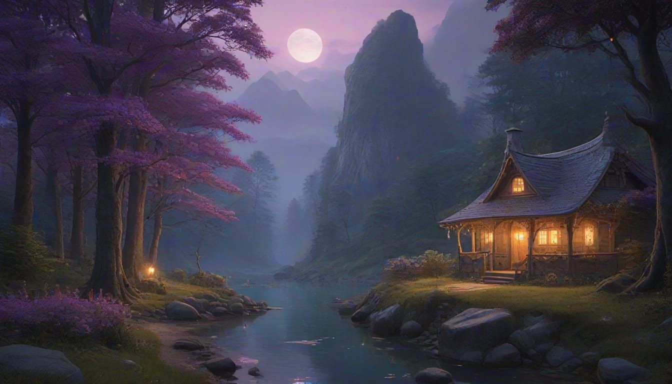 Dreamlike Enchanted Forest at Twilight