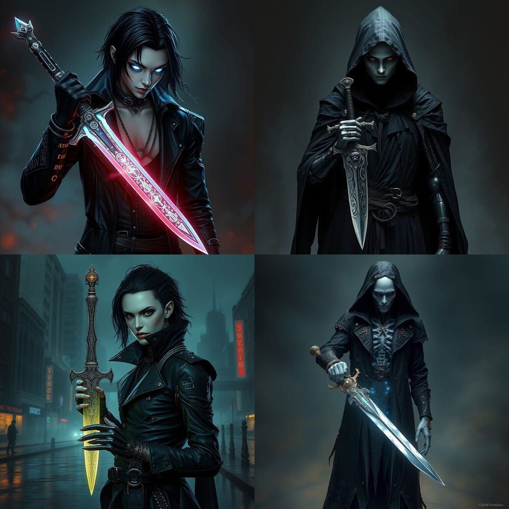 Cybernetic Vampire Wields Magical Dagger