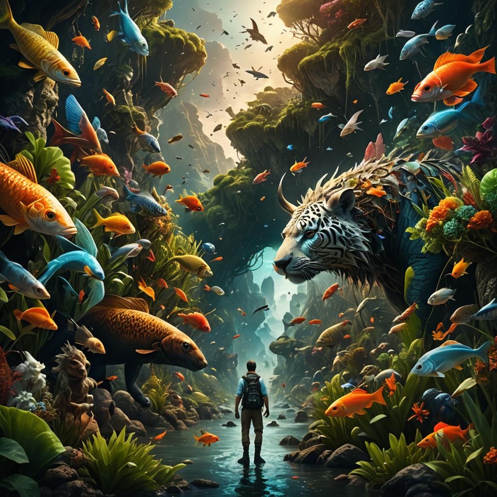 Interconnected Life on Earth: A Hyperrealistic Digital Paint...