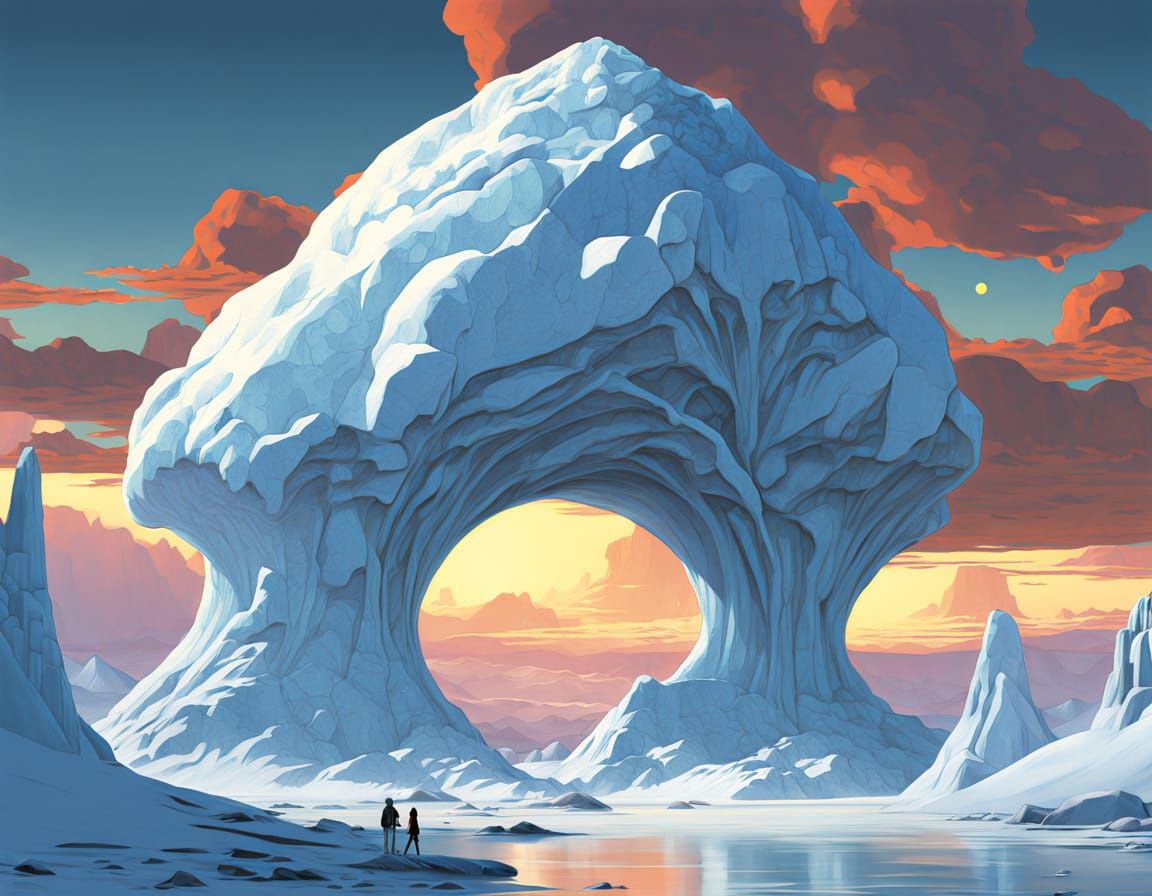 Surreal Futuristic Cityscape at the Castle of Ice Giants