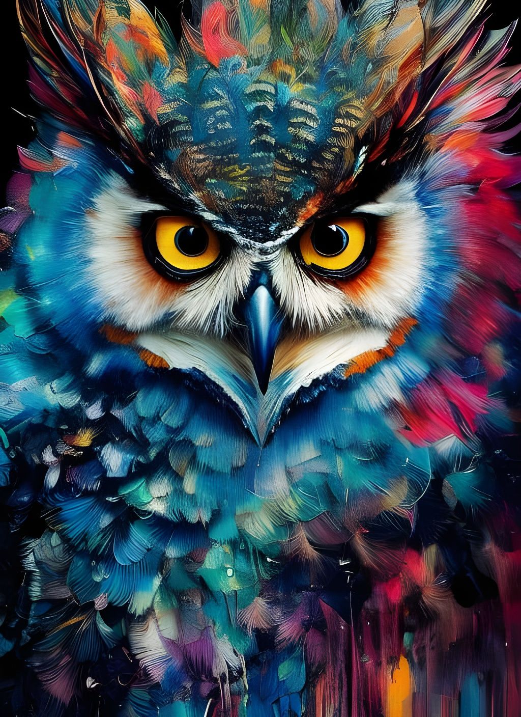 Badass Owl Portrait in Borderlands Style
