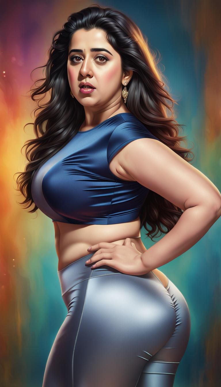 Indian Actress with Plus Size Figure in Digital Art