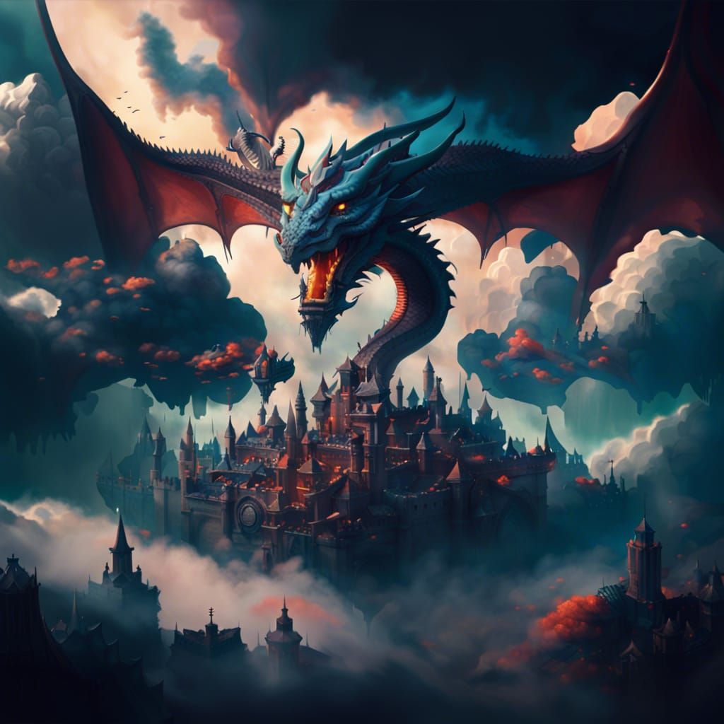 Floating Dragon City: Fantasy Concept Art