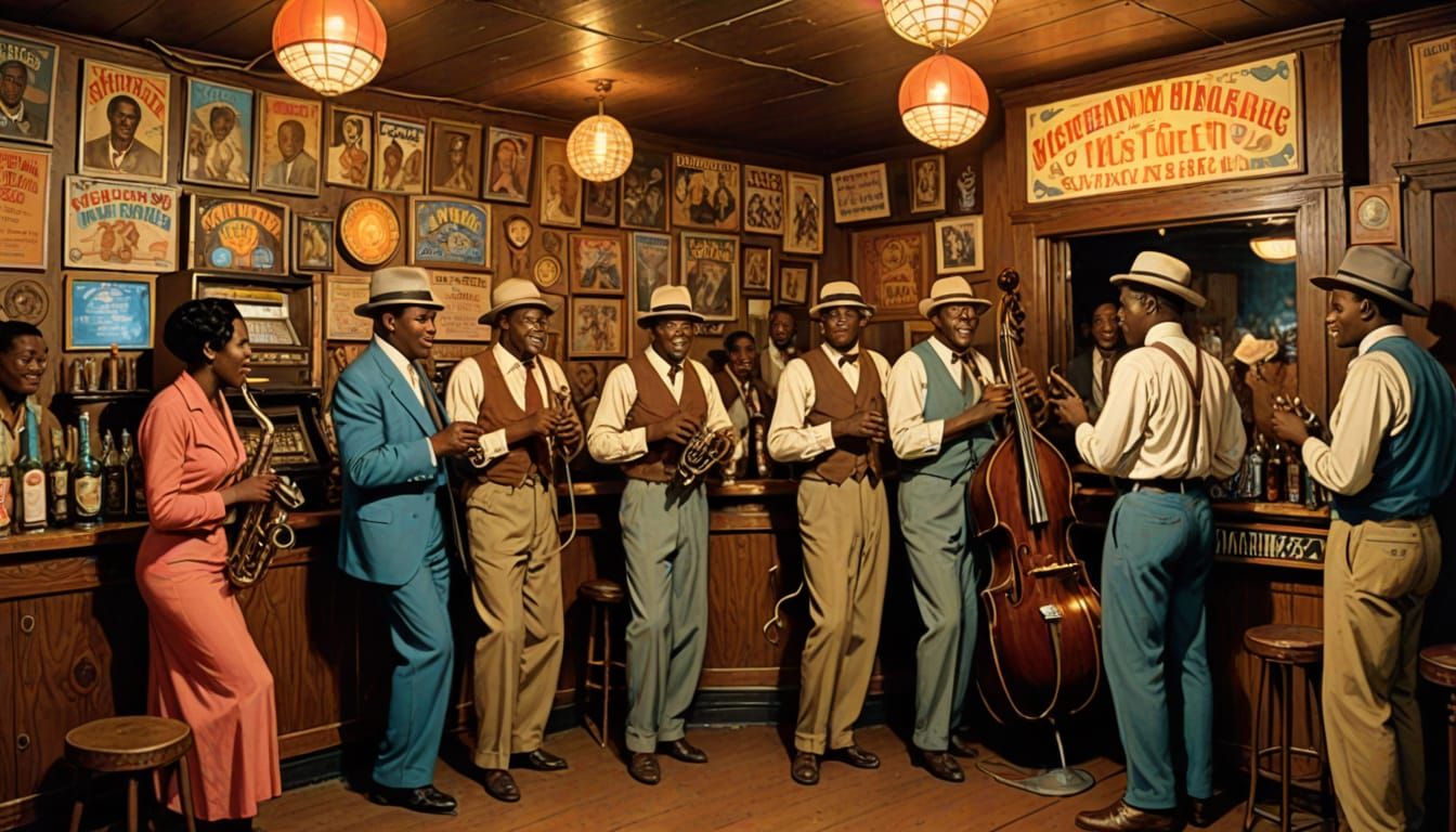 1920's Juke Joint Scene with String Lights