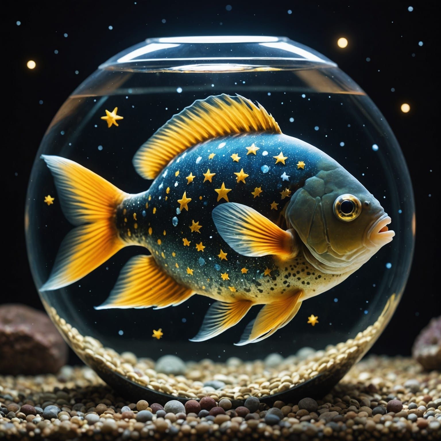 Celestial Fish in Solar System Aquarium