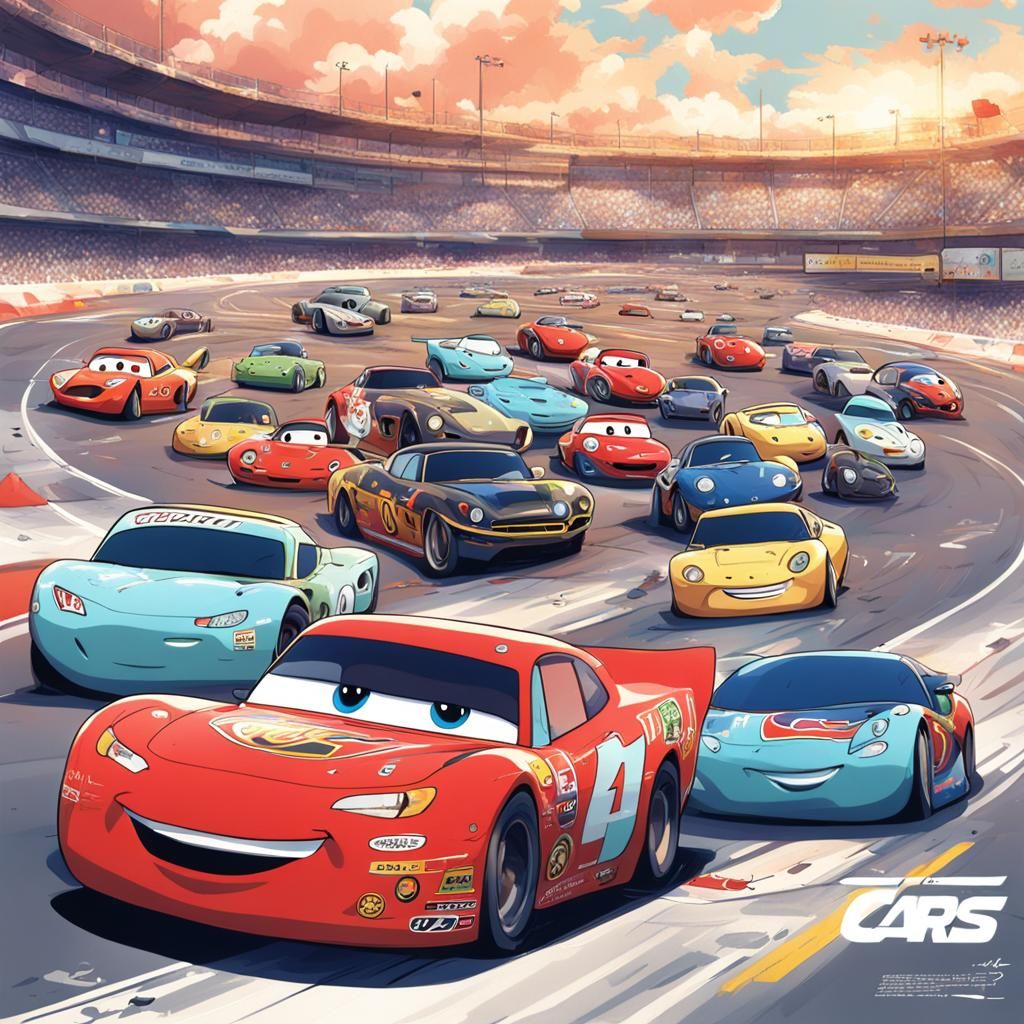 Cars on Course: Anime-Style Key Visual