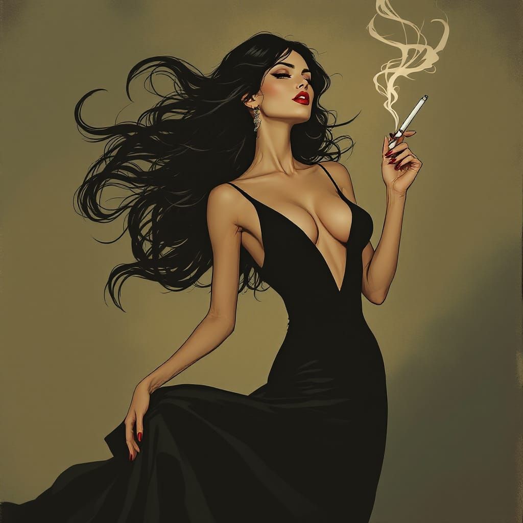 Elegant Woman in Vintage Comic Book Style