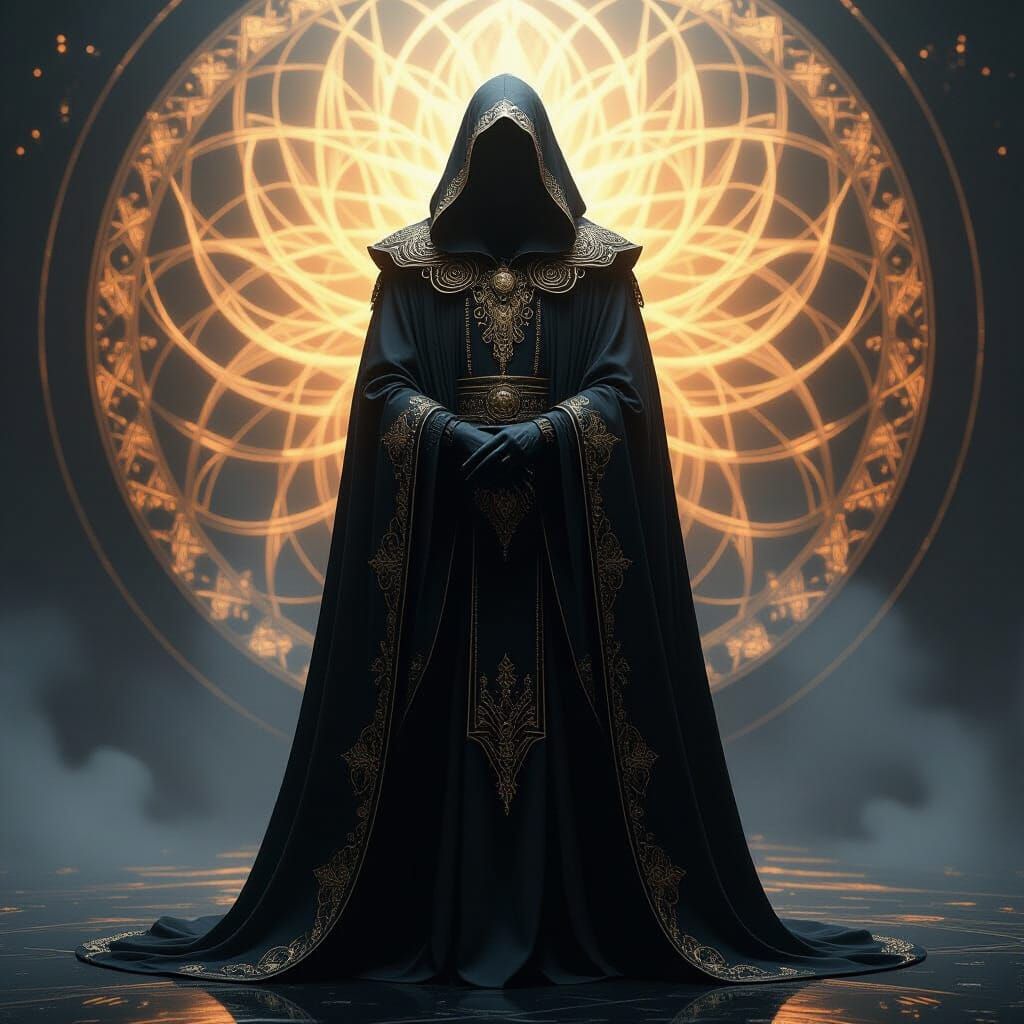 Mysterious Figure in Ornate Attire, Dark Fantasy Art