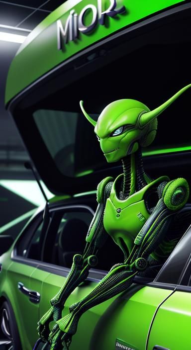 Alien Gas Stop: Detailed 3D Cinematic Portrait