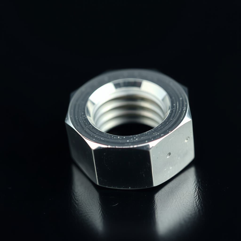 Ultra-Realistic Chrome Nut Macro Photograph