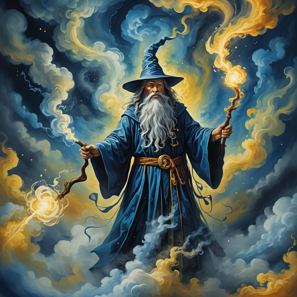 Wizard Casting Spell in Fauvist Surrealism