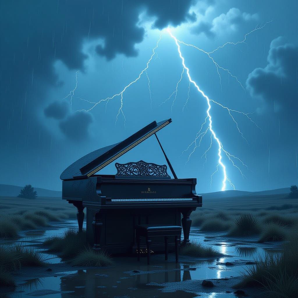 Piano in Storm, Cinematic and Surreal