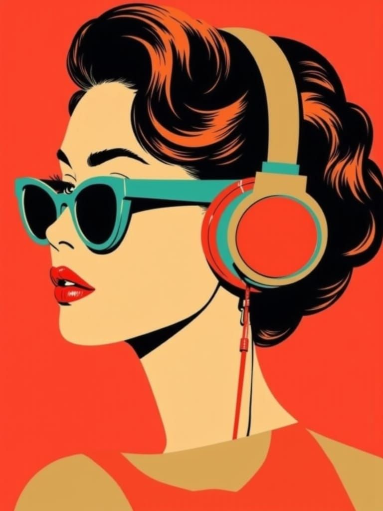 Stylized Woman's Profile in Graphic Comic Book Style