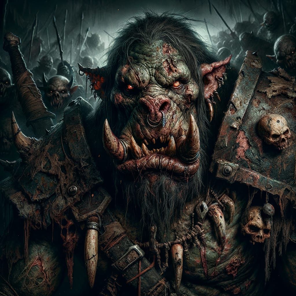 Grotesque Orc Warriors in Dark Fantasy Battlefield