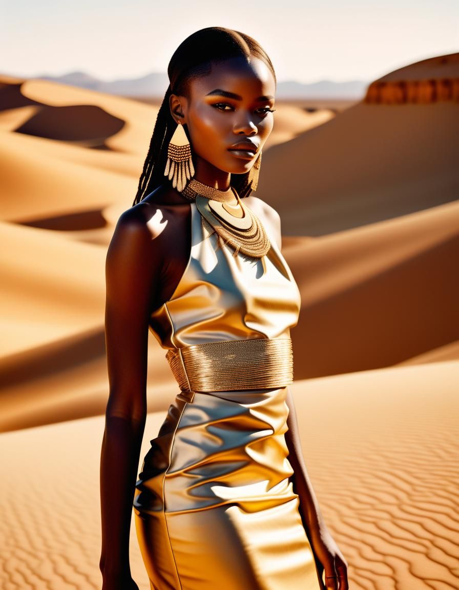 African Model's Desert Vogue Photoshoot