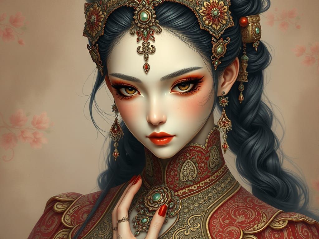 Ethereal Lady in Lavish Attire