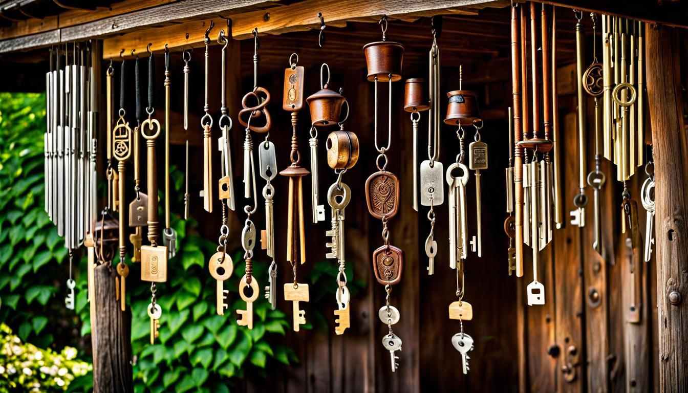 Key Wind Chimes on Cabin Porch in HDR