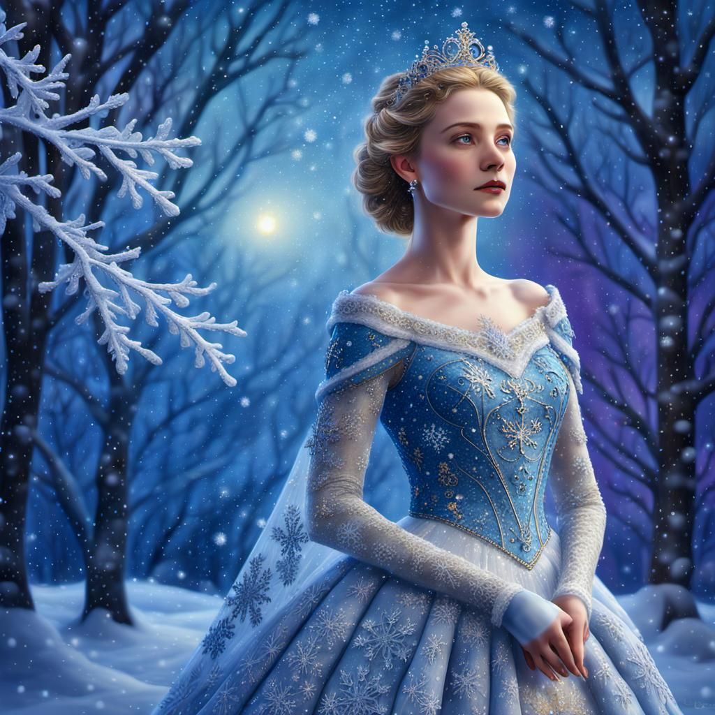 Regal Winter Princess in Digital Matte Painting