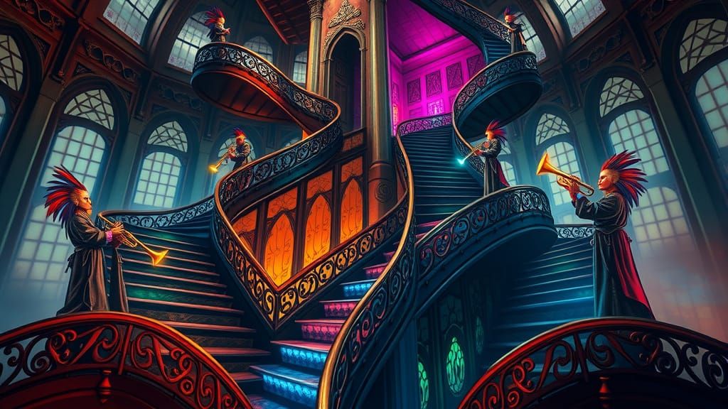 Ethereal Railroad Terminal Tower in Vibrant, Tattered Splend...