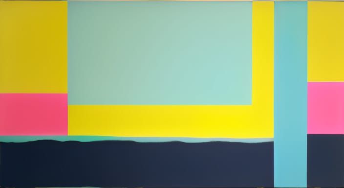 Vibrant Colorfield Painting with Horizontal Stripes