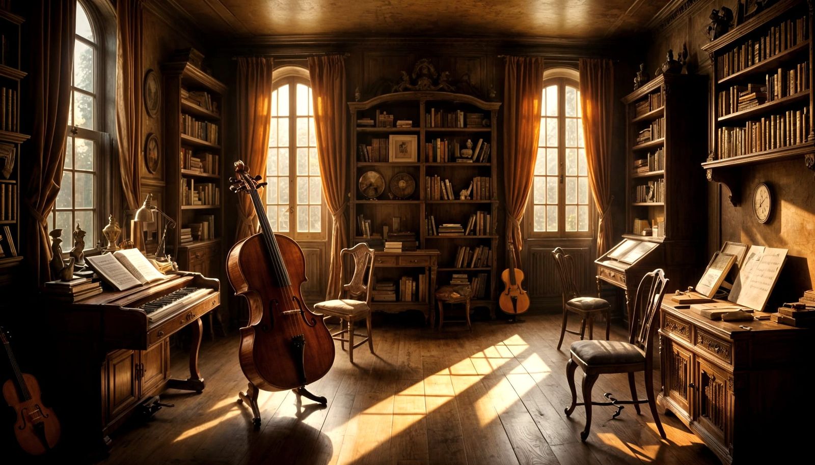18th Century Composer's Study Crafted from Musical Instrumen...