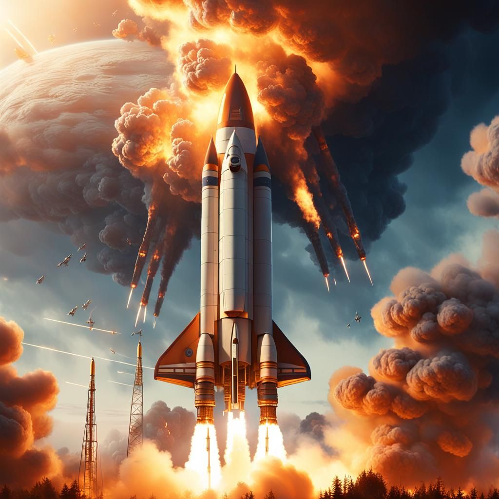 Saturn Rocket Launch in Cinematic Digital Painting