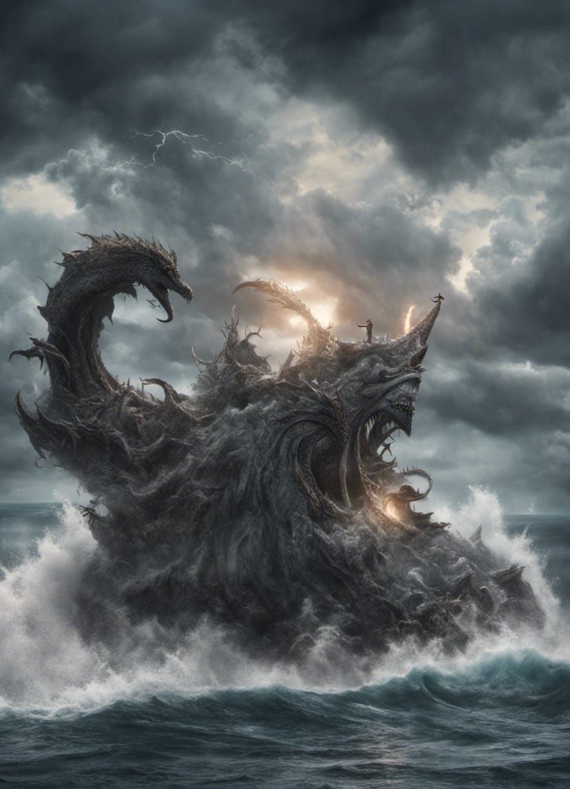 Epic Sea Monster Emerges from Stormy Sea