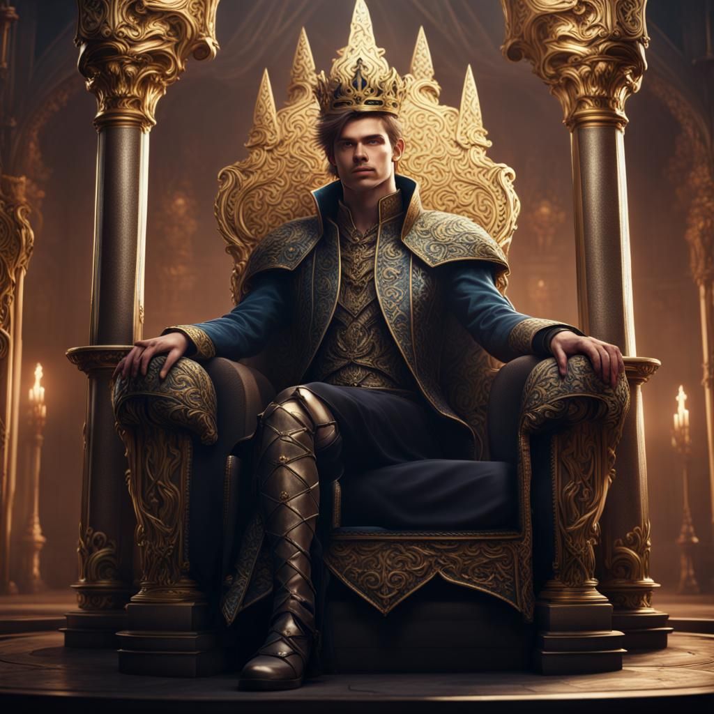 Young King on Throne: Detailed Matte Painting