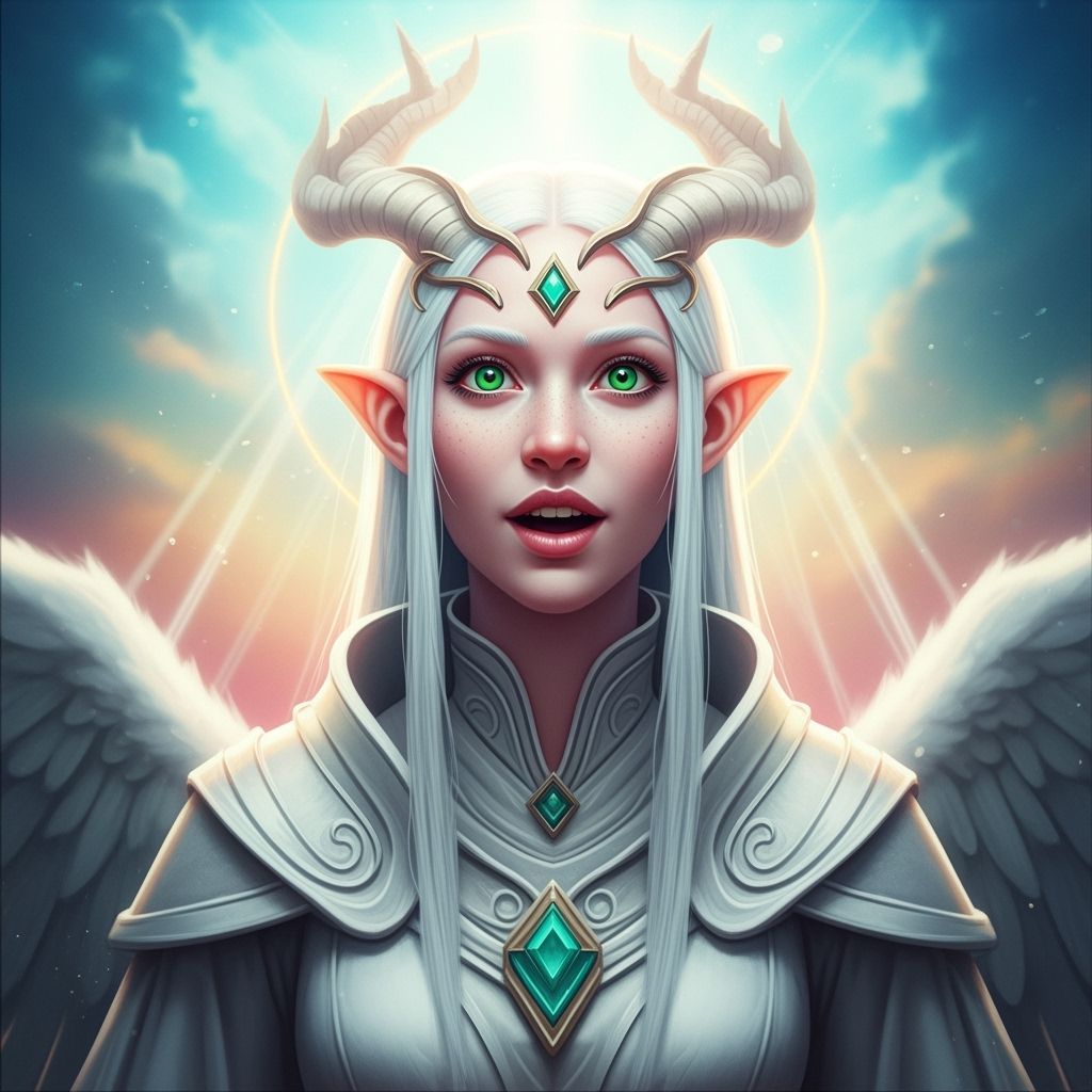 Albino Elf Radiates Joy in Divine Sunlight