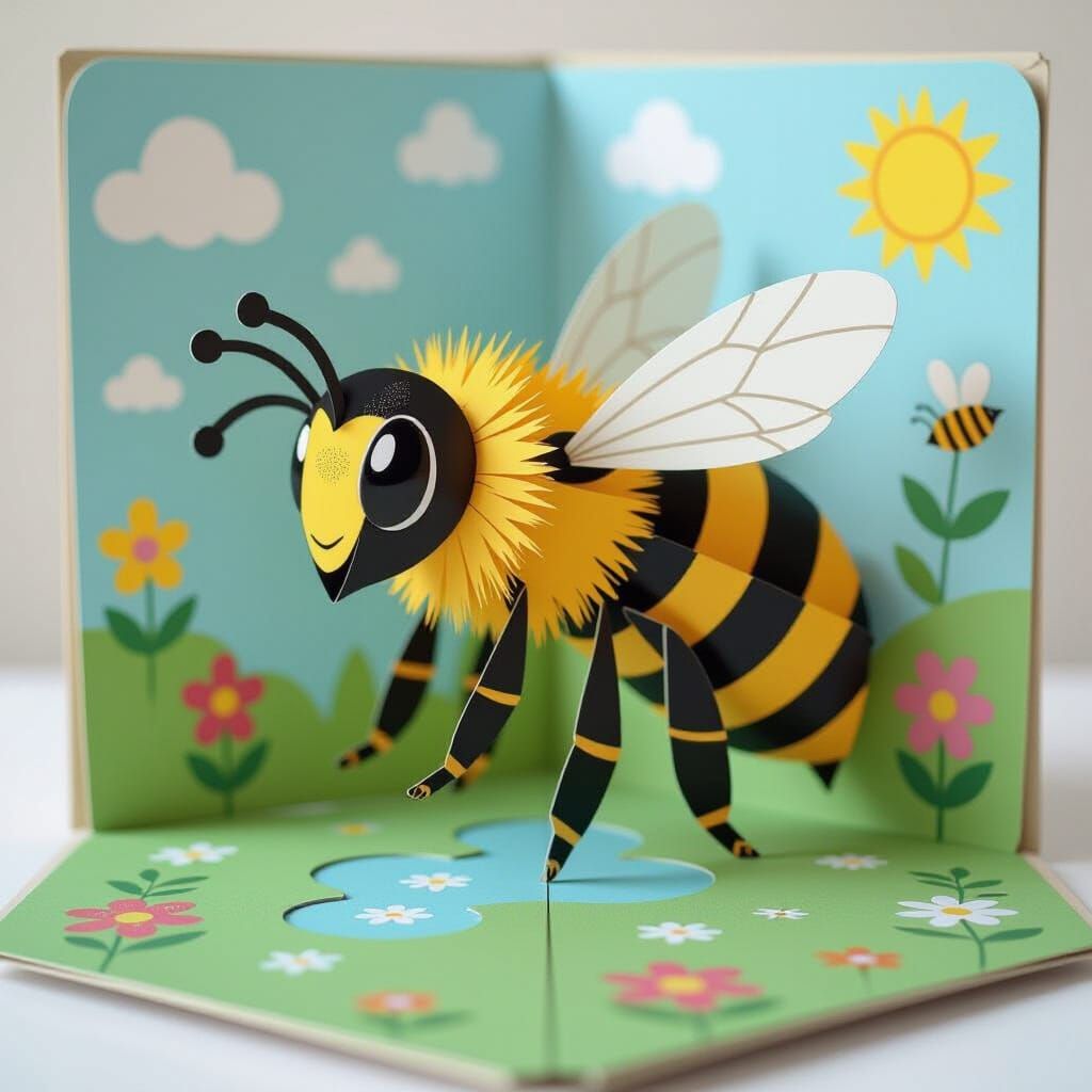 Bee Pop-Up Book Illustration