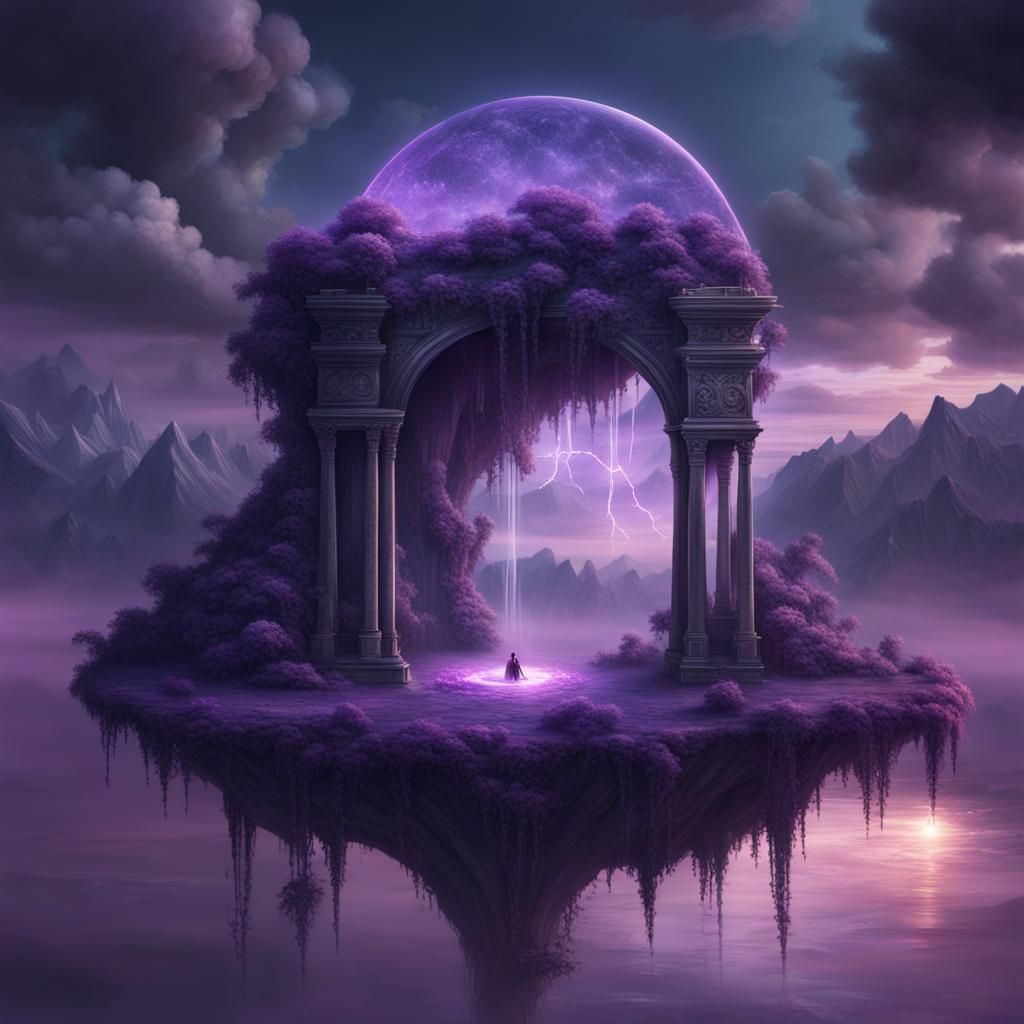 Magical Purple Portal to Floating Islands