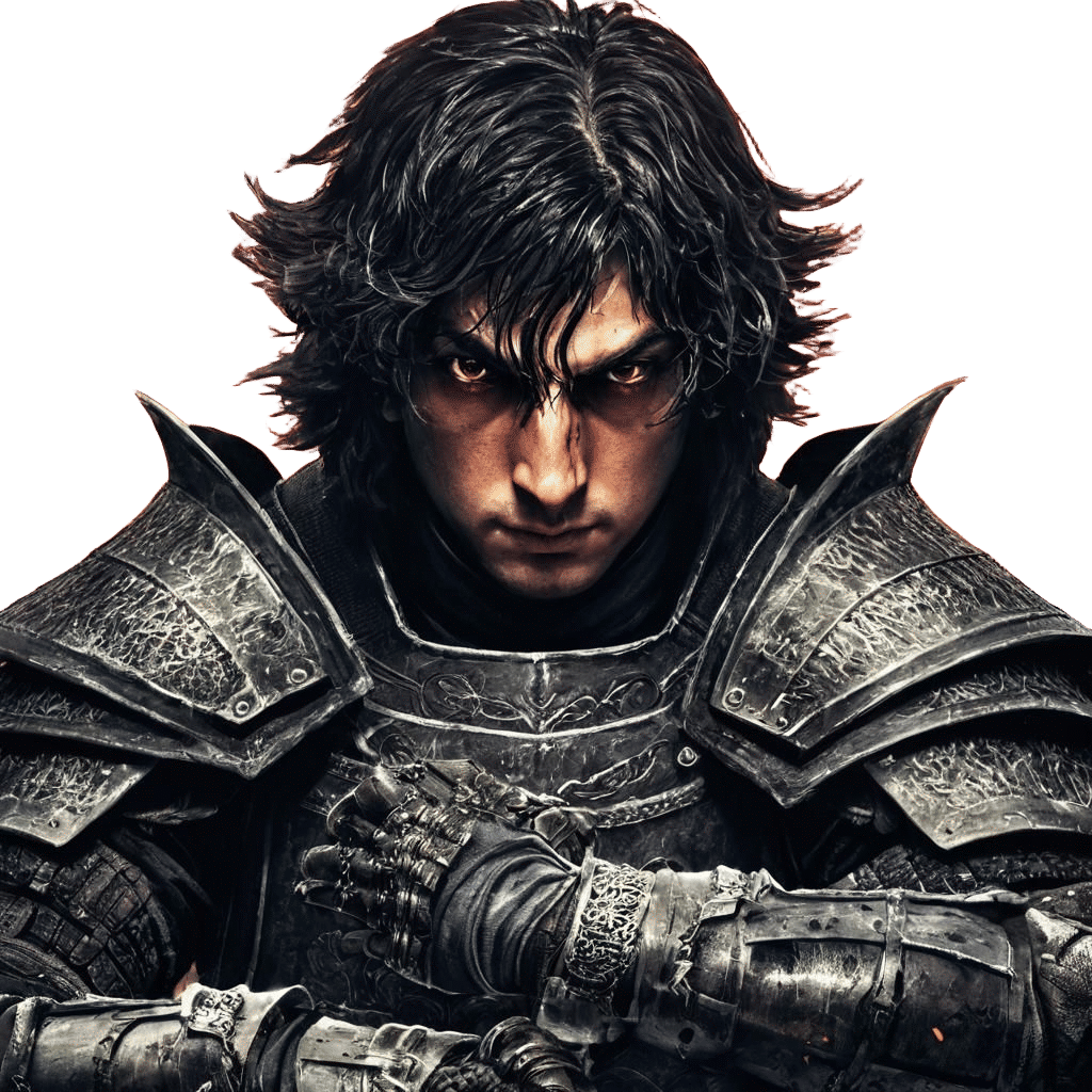 Brave Knight Portrait in Anime Style