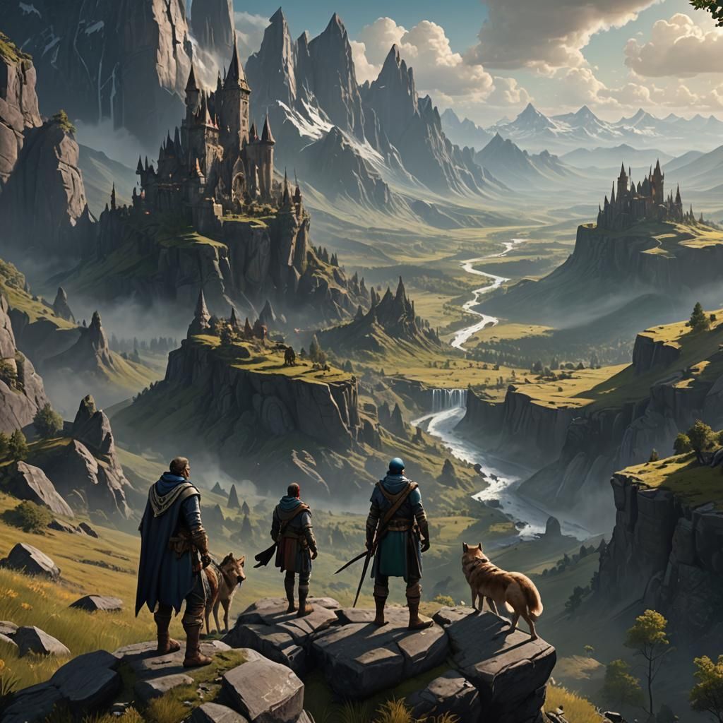Cleric, Ranger, and Wolf Overlook Valley