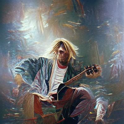 Kurt Cobain Portrait as Oil Painting