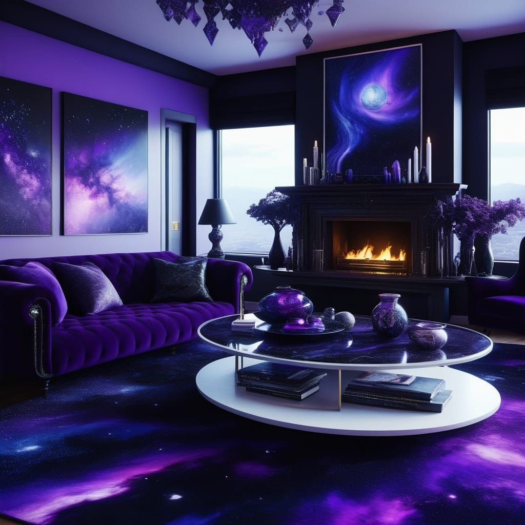 Witchy penthouse with Aurora borealis walls& Black Opal acce...