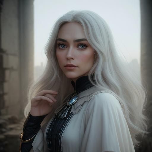 Solemn Woman Kissed by Hero in Dark Landscape