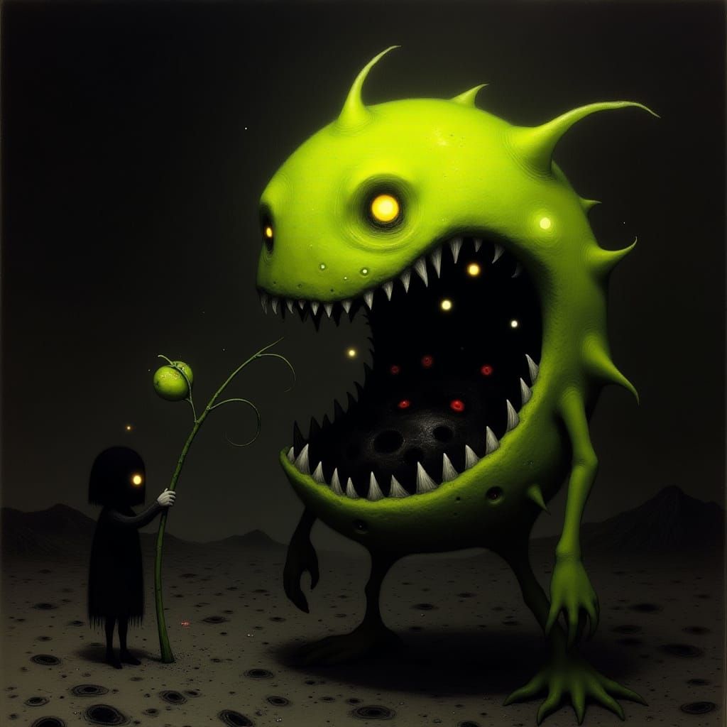 Twisted Lemon Creature in Dark Fantasy Style