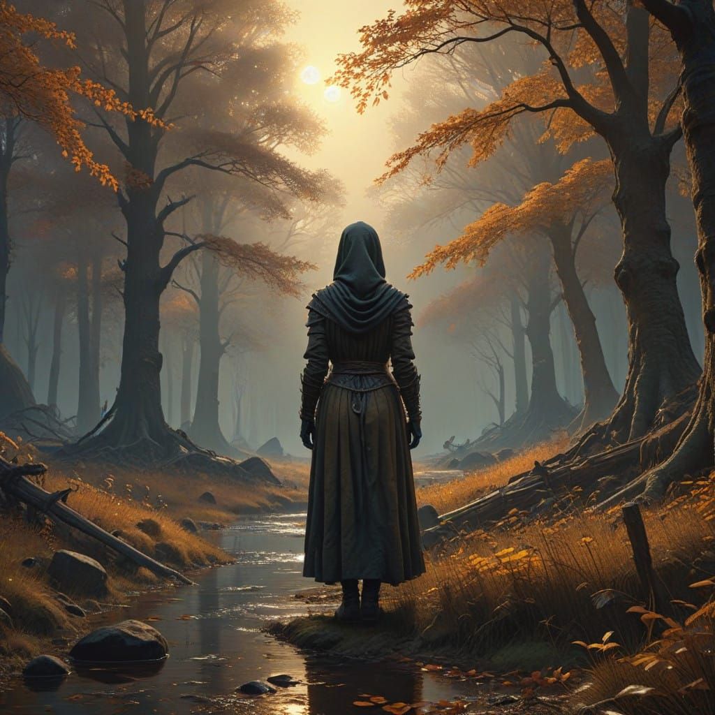 Renaissance Horror Scene in Autumn Light