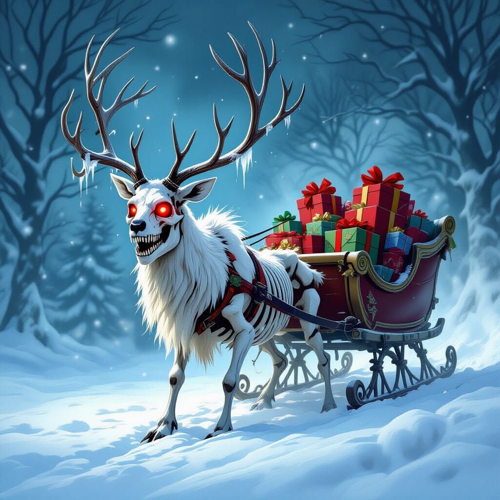 Undead Reindeer Sledge in Gothic Fantasy Style