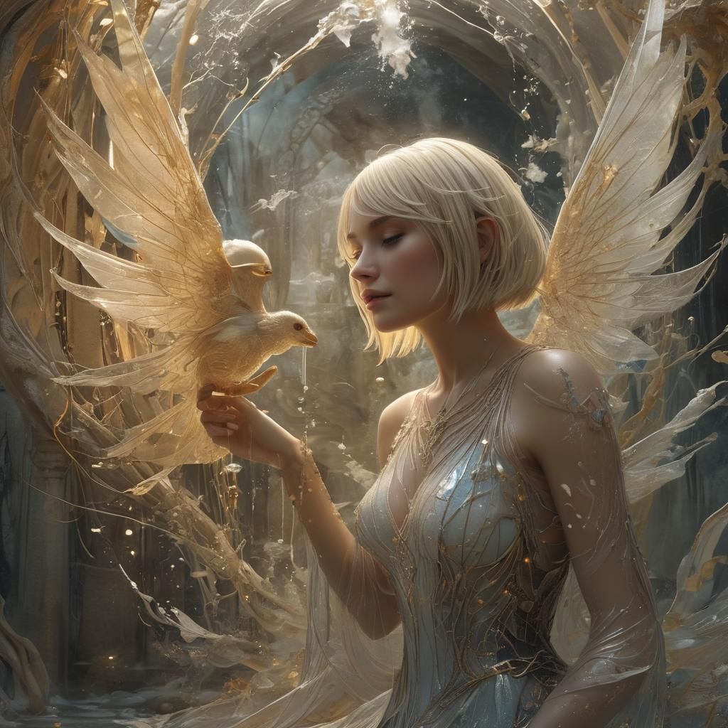 Radiant Witch Surrounded by Magic and Intimate Atmosphere