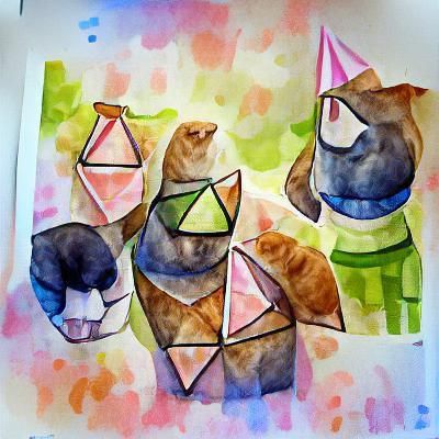 Cats' Geometric Watercolor Party
