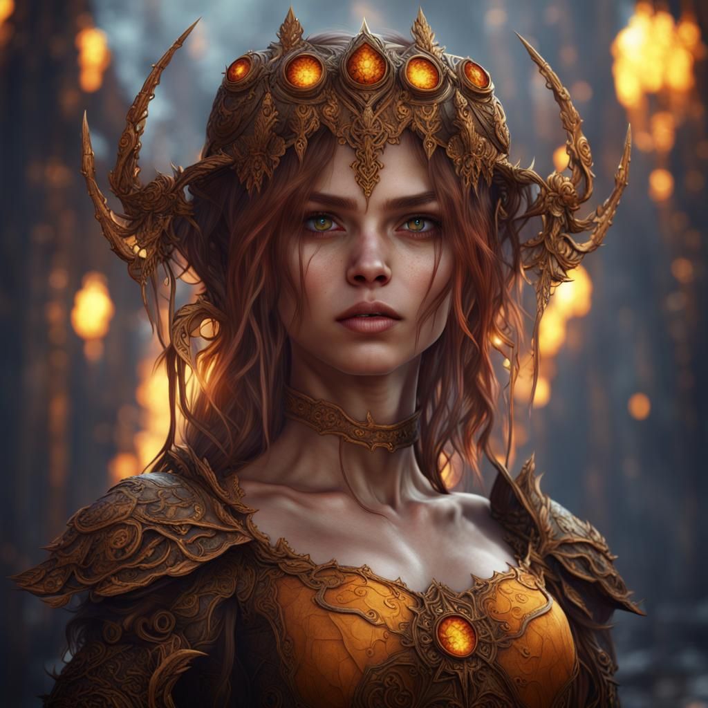 Girl with Amber Eyes in Detailed Matte Painting