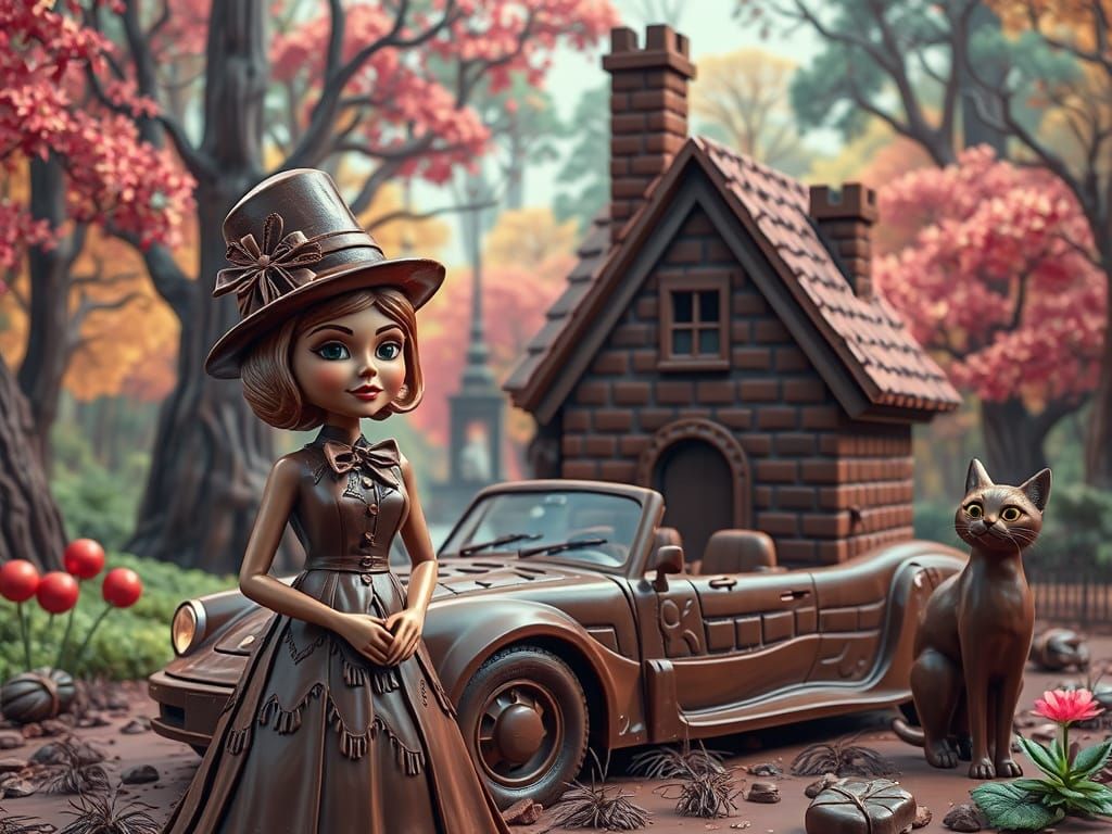 Chocolate Woman in Surreal Chocolate Forest