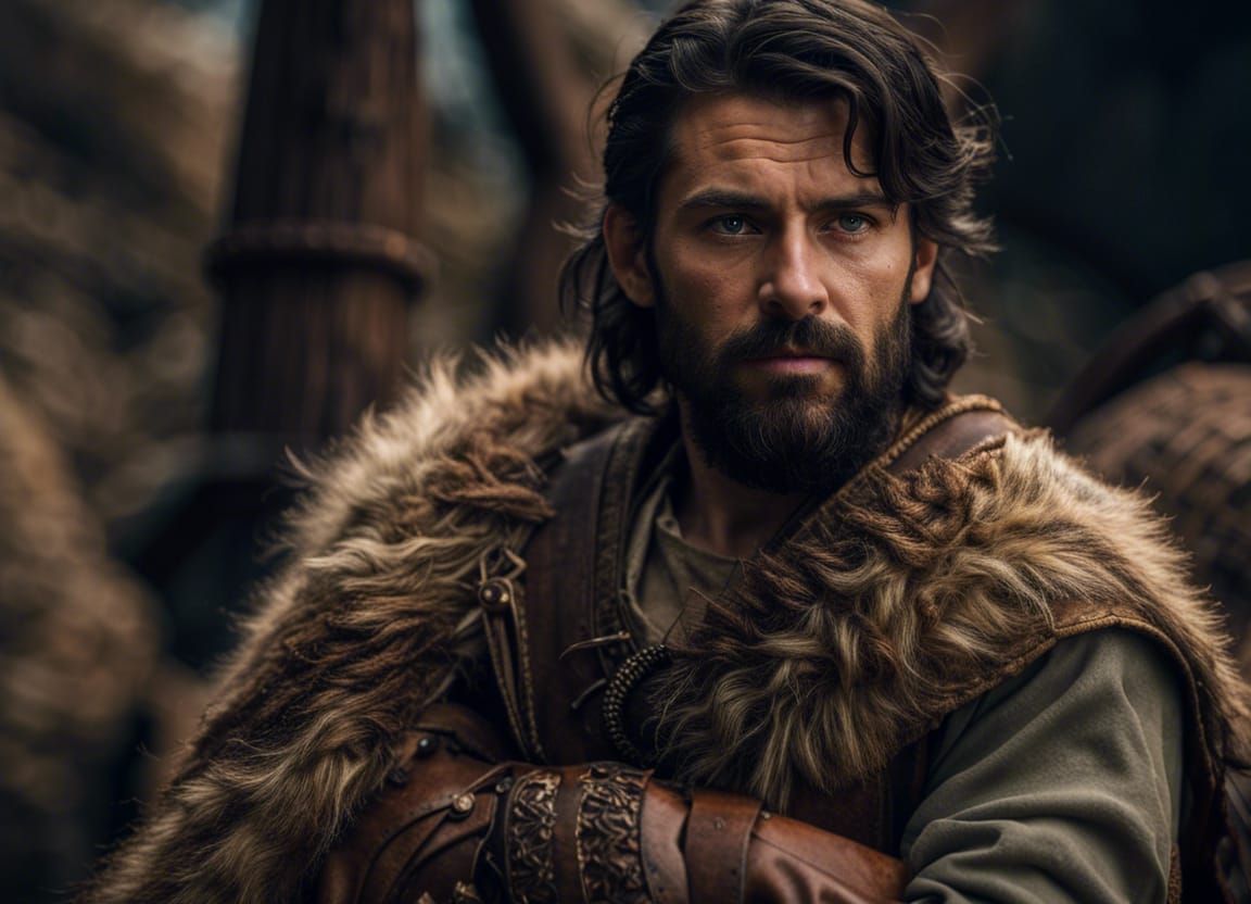 Detailed Portrait of a Young Viking Warrior