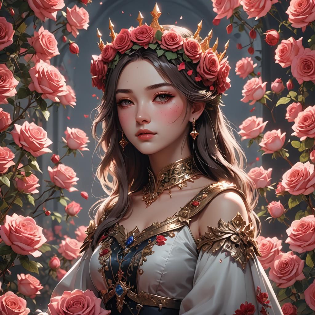 Anime Rose Queen in 3D Aesthetic Art